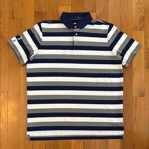 RLX by Ralph Lauren Blue and White Striped Polo Shirt Classic Design